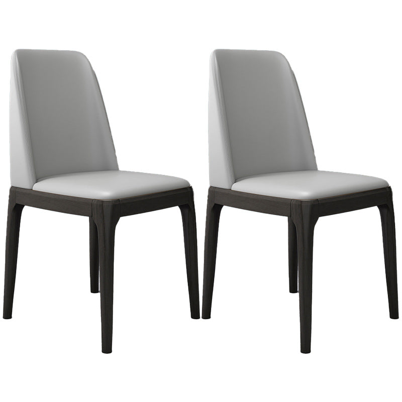 Sedia industriale in pelle finta con gambe in legno massiccio sedia da pranzo senza braccio opaco