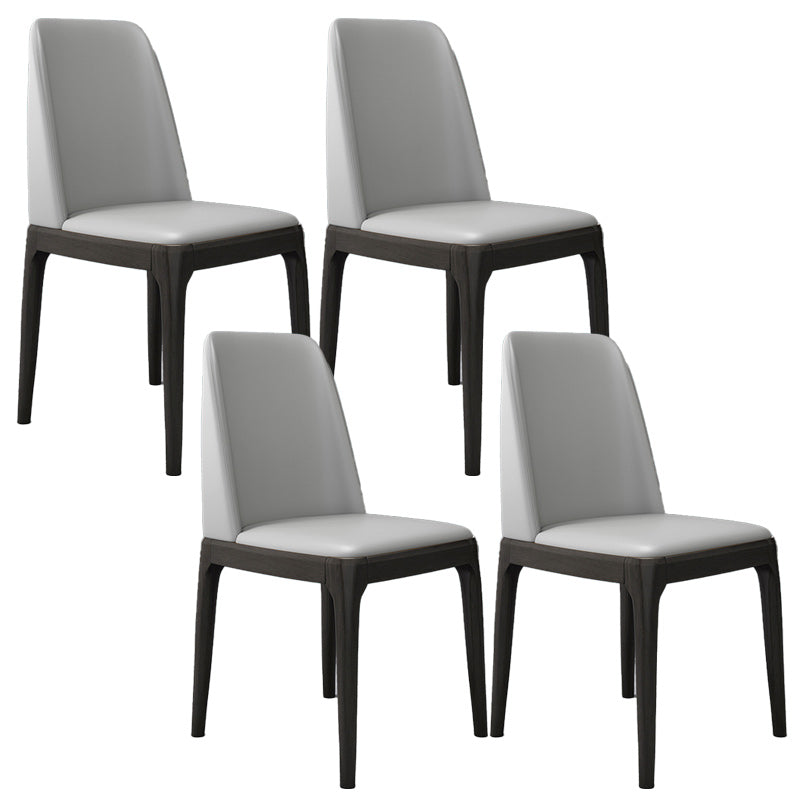 Sedia industriale in pelle finta con gambe in legno massiccio sedia da pranzo senza braccio opaco