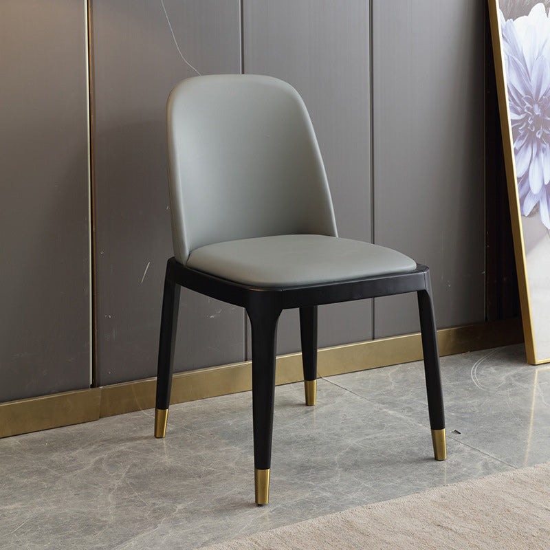 Sedia industriale in pelle finta con gambe in legno massiccio sedia da pranzo senza braccio opaco