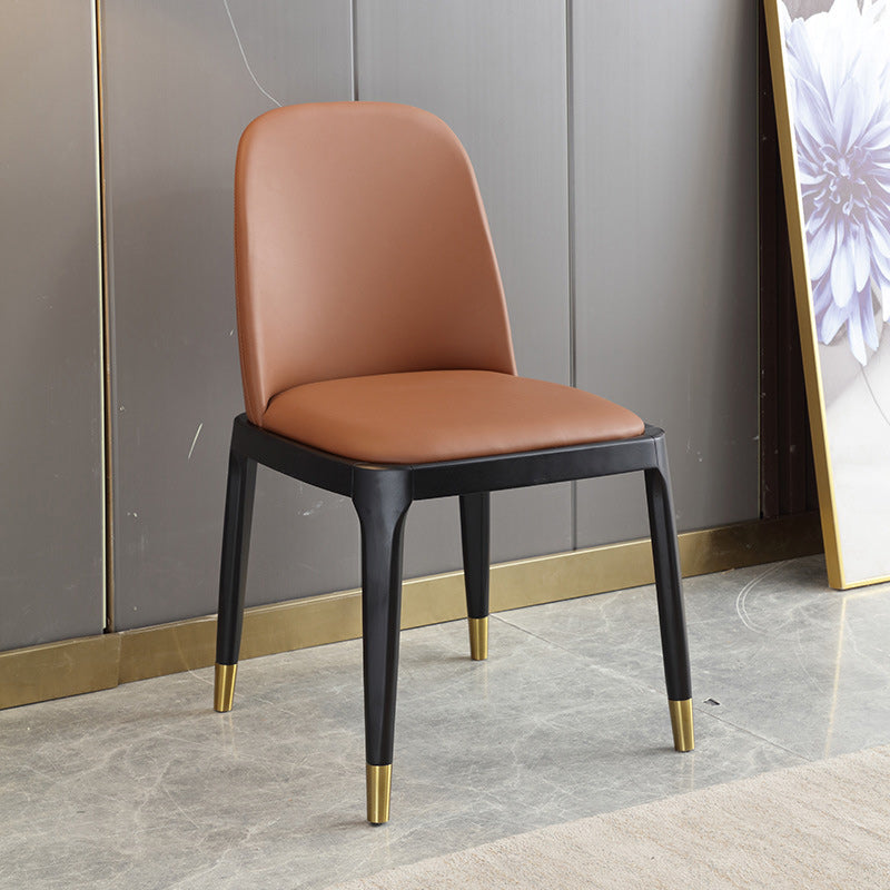 Sedia industriale in pelle finta con gambe in legno massiccio sedia da pranzo senza braccio opaco