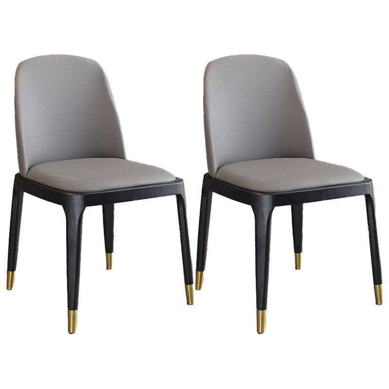 Sedia industriale in pelle finta con gambe in legno massiccio sedia da pranzo senza braccio opaco