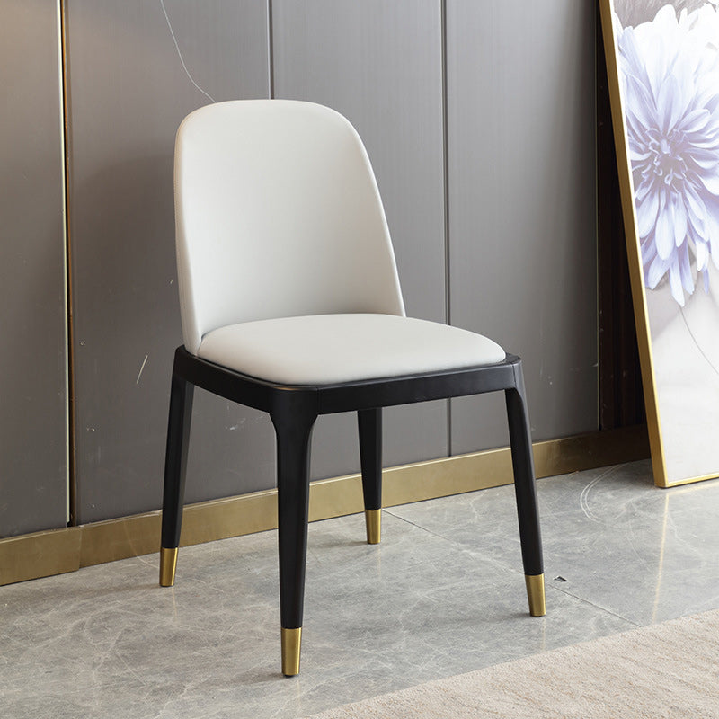 Sedia industriale in pelle finta con gambe in legno massiccio sedia da pranzo senza braccio opaco