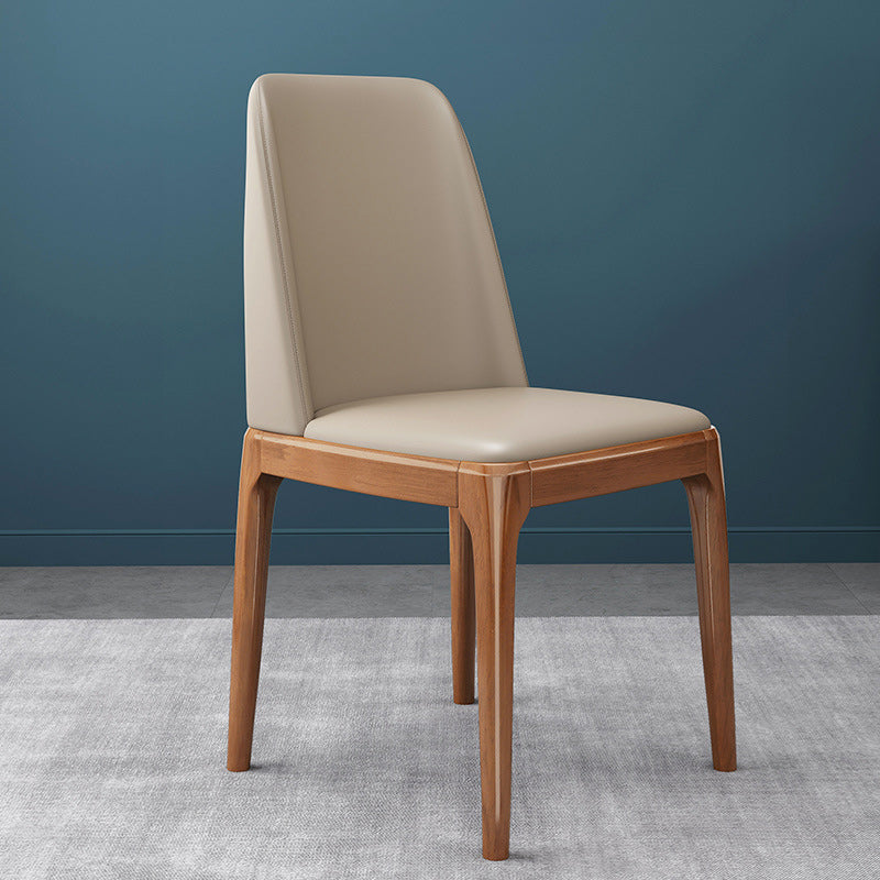 Sedia industriale in pelle finta con gambe in legno massiccio sedia da pranzo senza braccio opaco