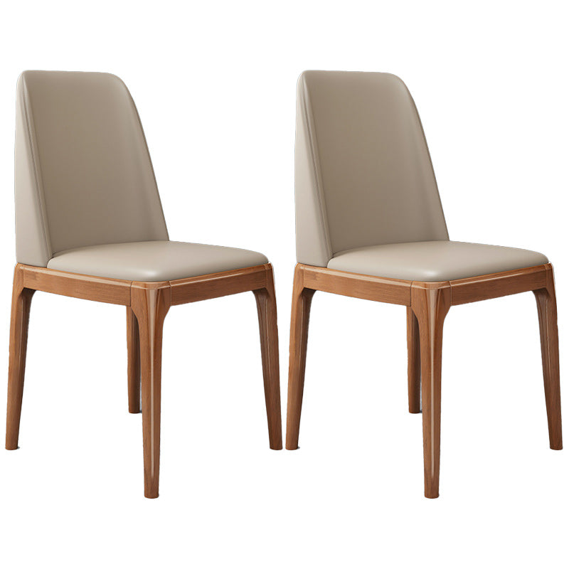 Sedia industriale in pelle finta con gambe in legno massiccio sedia da pranzo senza braccio opaco