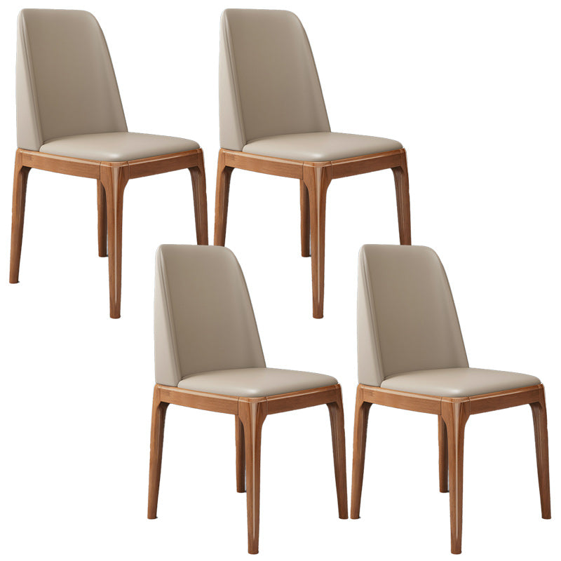 Sedia industriale in pelle finta con gambe in legno massiccio sedia da pranzo senza braccio opaco