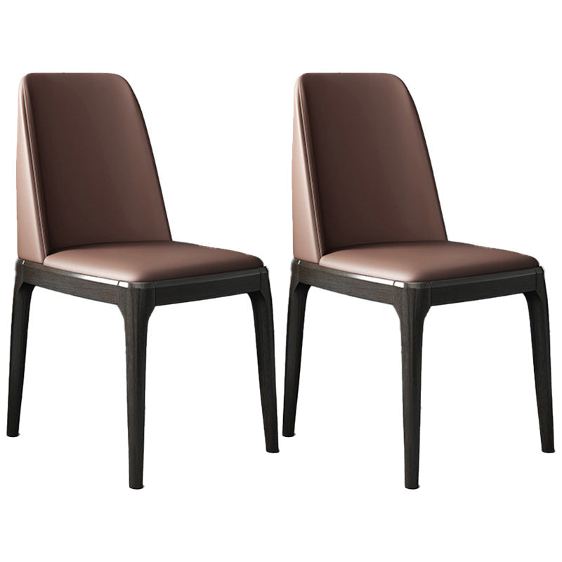 Sedia industriale in pelle finta con gambe in legno massiccio sedia da pranzo senza braccio opaco