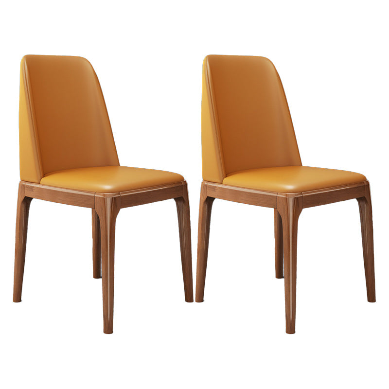 Sedia industriale in pelle finta con gambe in legno massiccio sedia da pranzo senza braccio opaco