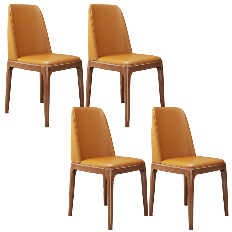 Sedia industriale in pelle finta con gambe in legno massiccio sedia da pranzo senza braccio opaco