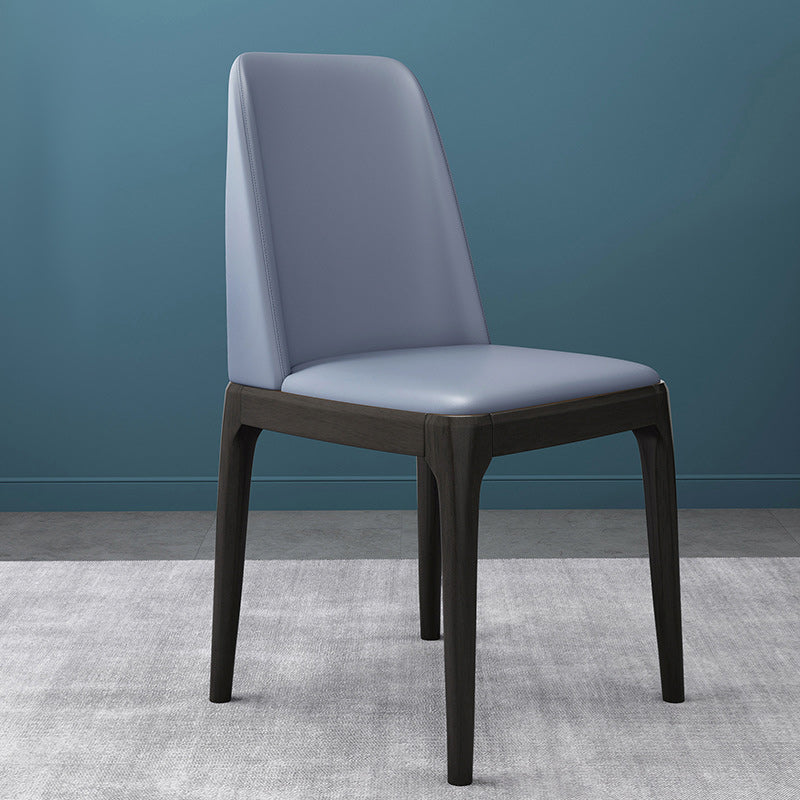 Sedia industriale in pelle finta con gambe in legno massiccio sedia da pranzo senza braccio opaco