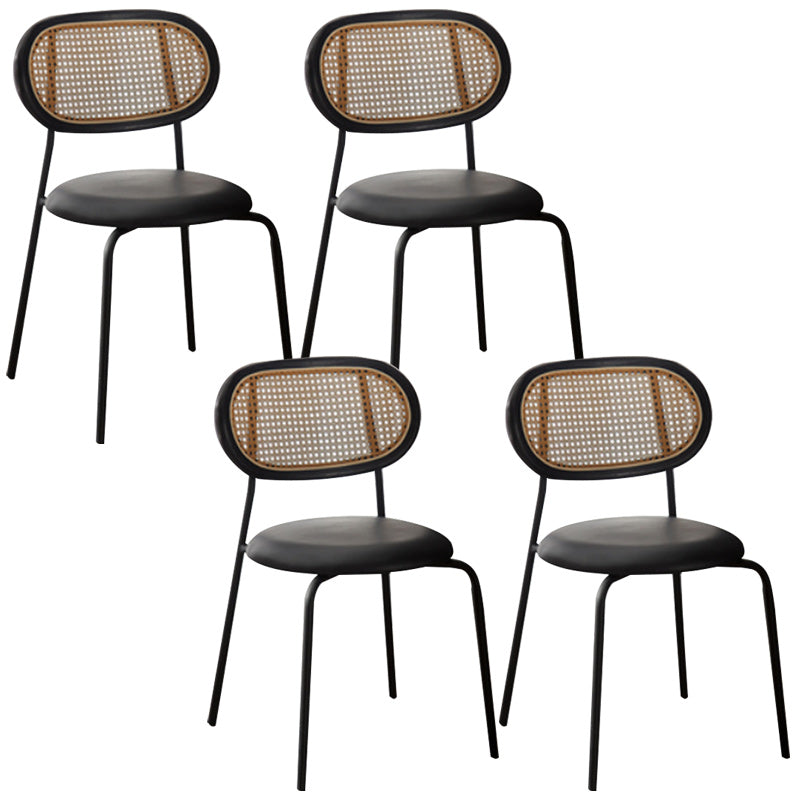 Armless Dining Chairs Industrial Kitchen Side Chairs for Dining Room Black 4 Piece Set Clearhalo 'Dining Chairs' 'Dining Tables & Seating' 'dining_chair' 'furn' 'furn_dining_chair' 'Furniture' 'Kitchen & Dining Furniture' 5131684
