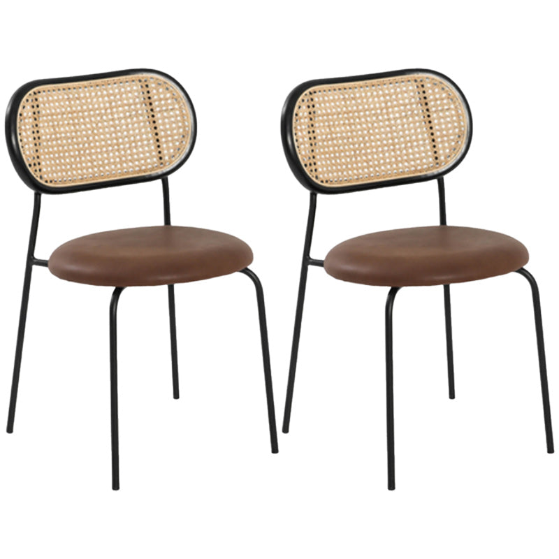 Armless Dining Chairs Industrial Kitchen Side Chairs for Dining Room Black-Brown 2 Piece Set Clearhalo 'Dining Chairs' 'Dining Tables & Seating' 'dining_chair' 'furn' 'furn_dining_chair' 'Furniture' 'Kitchen & Dining Furniture' 5131694