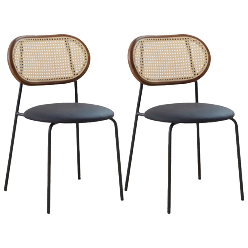 Armless Dining Chairs Industrial Kitchen Side Chairs for Dining Room Walnut 2 Piece Set Clearhalo 'Dining Chairs' 'Dining Tables & Seating' 'dining_chair' 'furn' 'furn_dining_chair' 'Furniture' 'Kitchen & Dining Furniture' 5131700