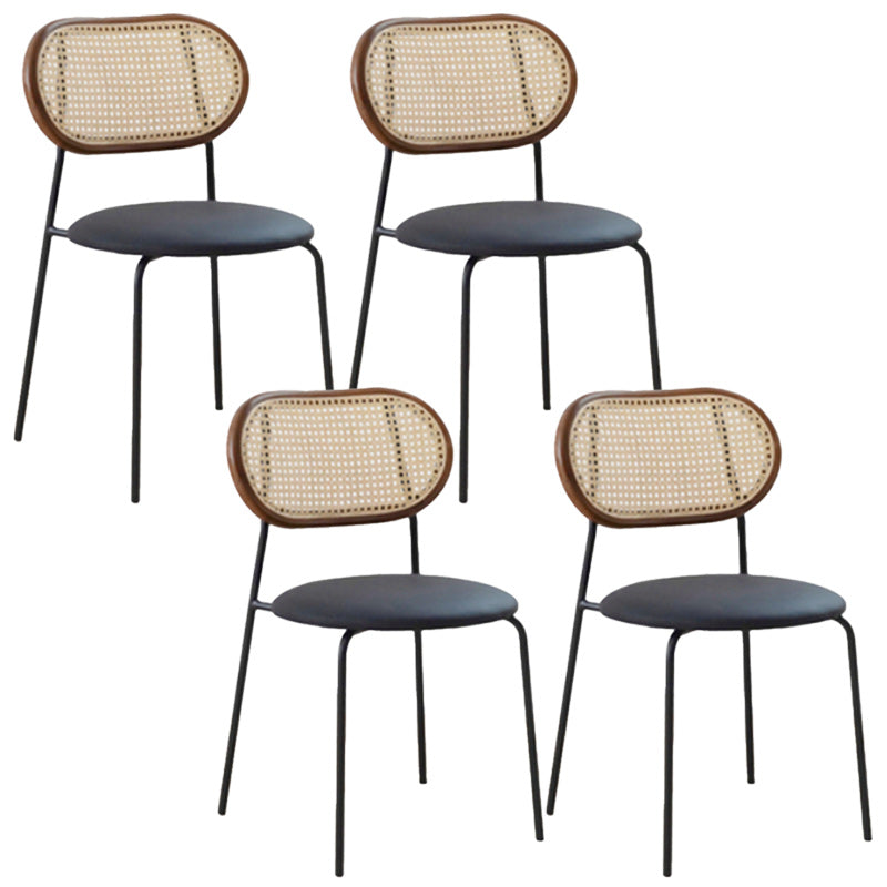 Armless Dining Chairs Industrial Kitchen Side Chairs for Dining Room Walnut 4 Piece Set Clearhalo 'Dining Chairs' 'Dining Tables & Seating' 'dining_chair' 'furn' 'furn_dining_chair' 'Furniture' 'Kitchen & Dining Furniture' 5131701