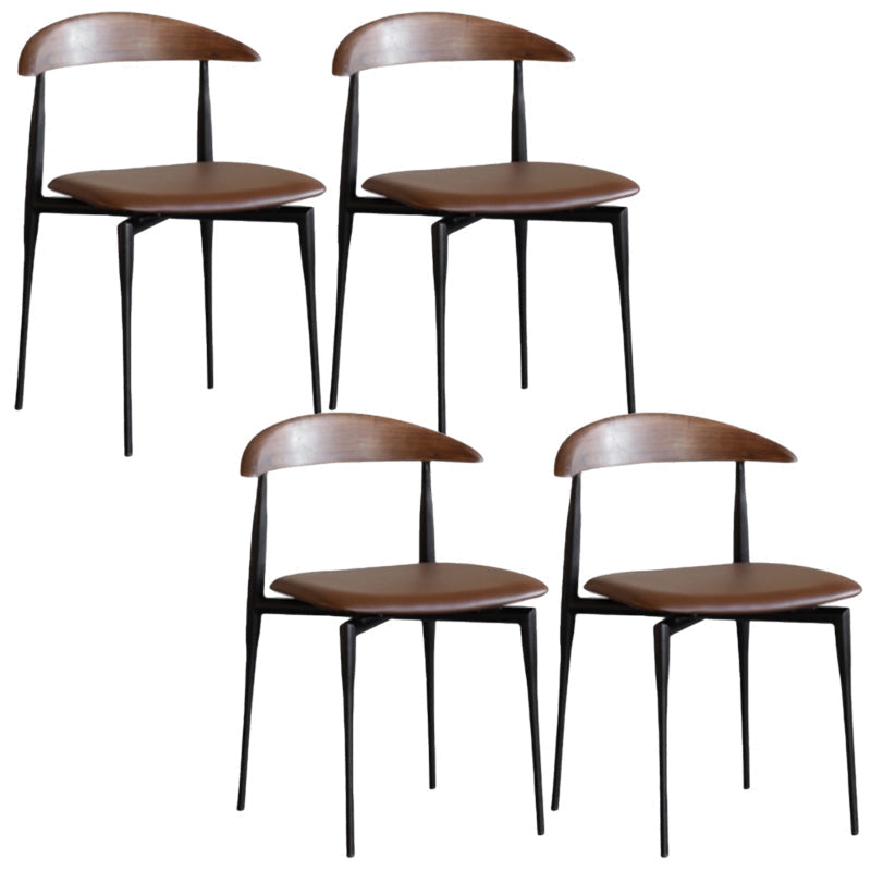 Armless Dining Chairs Industrielle Kunstleder -Seitenstühle für Esszimmer