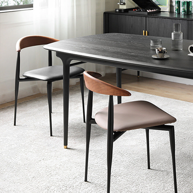 Armless Dining Chairs Industrielle Kunstleder -Seitenstühle für Esszimmer