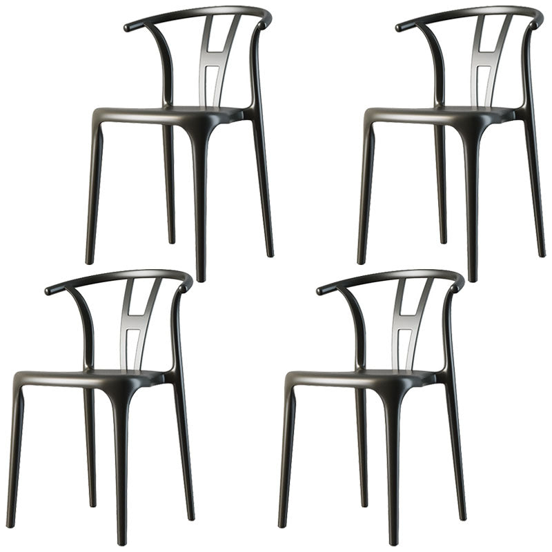 Contemporary Plastic Armless Chair Kitchen Dining Room Open Back Chair