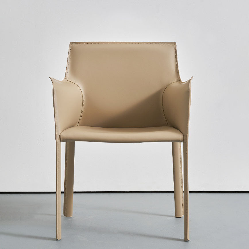 Silla lateral sólida contemporánea con brazos Silla de comedor de cuero sintético