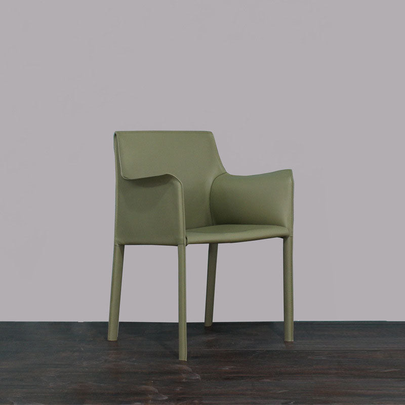Silla lateral sólida contemporánea con brazos Silla de comedor de cuero sintético