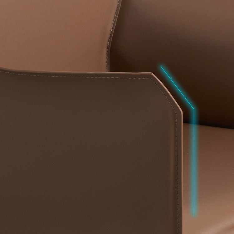 Silla lateral sólida contemporánea con brazos Silla de comedor de cuero sintético