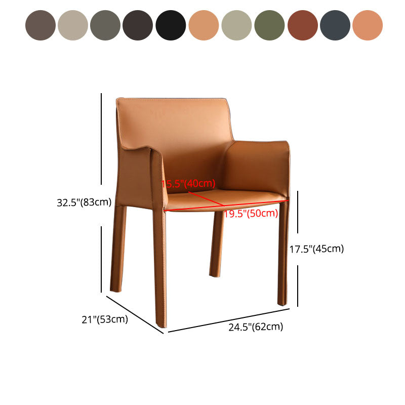 Silla lateral sólida contemporánea con brazos Silla de comedor de cuero sintético