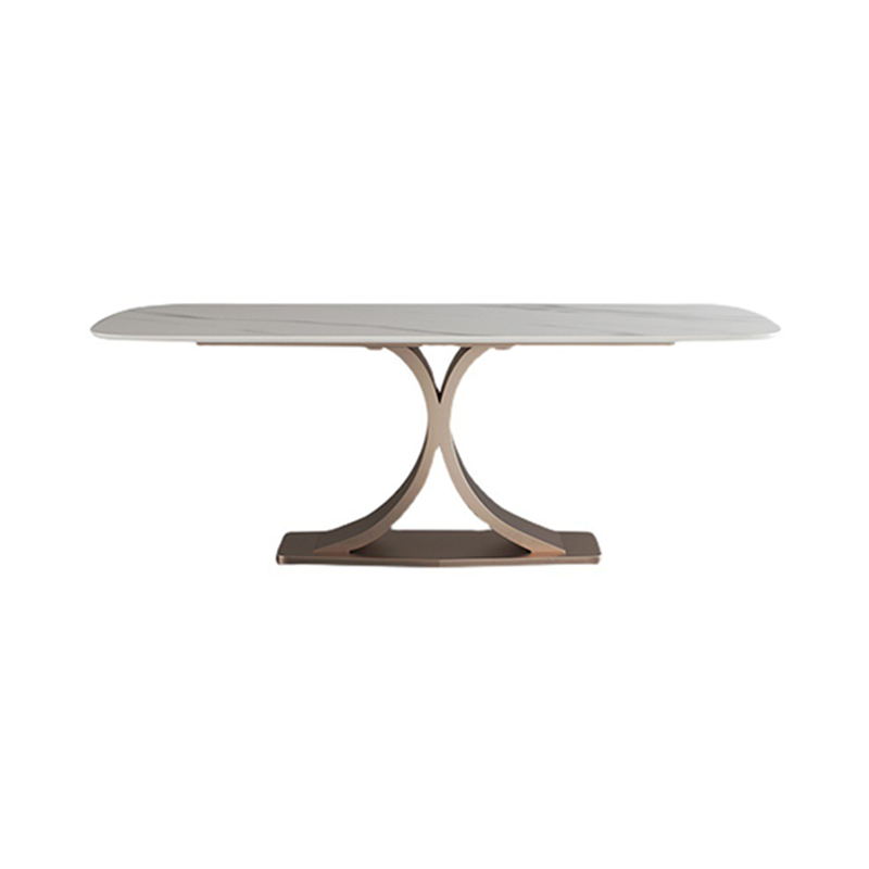 Modern Rectangle Dining Table Set 1/2/5/6 Pieces Dinette Set with White Sintered Stone Top