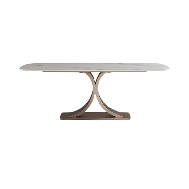 Modern Rectangle Dining Table Set 1/2/5/6 Pieces Dinette Set with White Sintered Stone Top