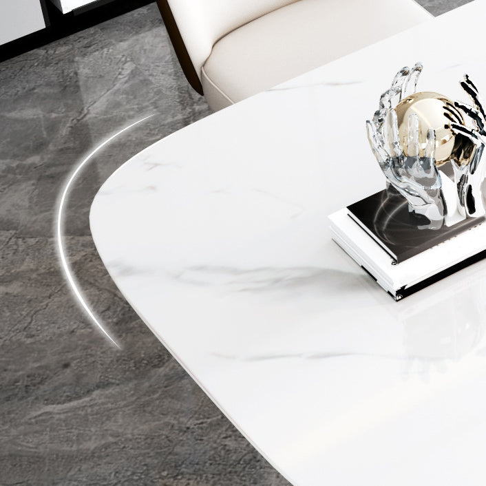 Modern Rectangle Dining Table Set 1/2/5/6 Pieces Dinette Set with White Sintered Stone Top