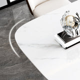 Juego de mesa de comedor rectangular moderno 1/2/5/6 Piezas Juego de comedor con tapa de piedra sinterizada blanca