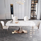 Modern Rectangle Dining Table Set 1/2/5/6 Pieces Dinette Set with White Sintered Stone Top