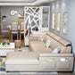 Modern Fabric/Faux Leather Sofa & Chaise with Storage for Living Room