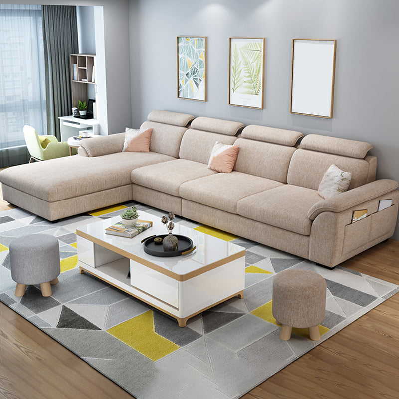 Modern Fabric/Faux Leather Sofa & Chaise with Storage for Living Room