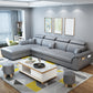 Modern Fabric/Faux Leather Sofa & Chaise with Storage for Living Room