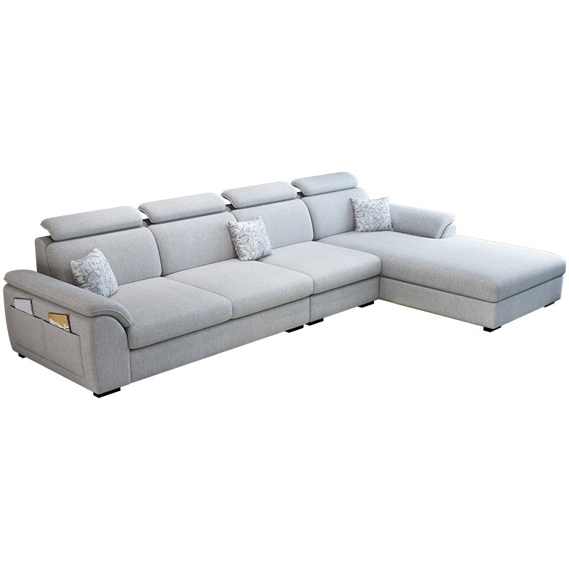 Modern Fabric/Faux Leather Sofa & Chaise with Storage for Living Room