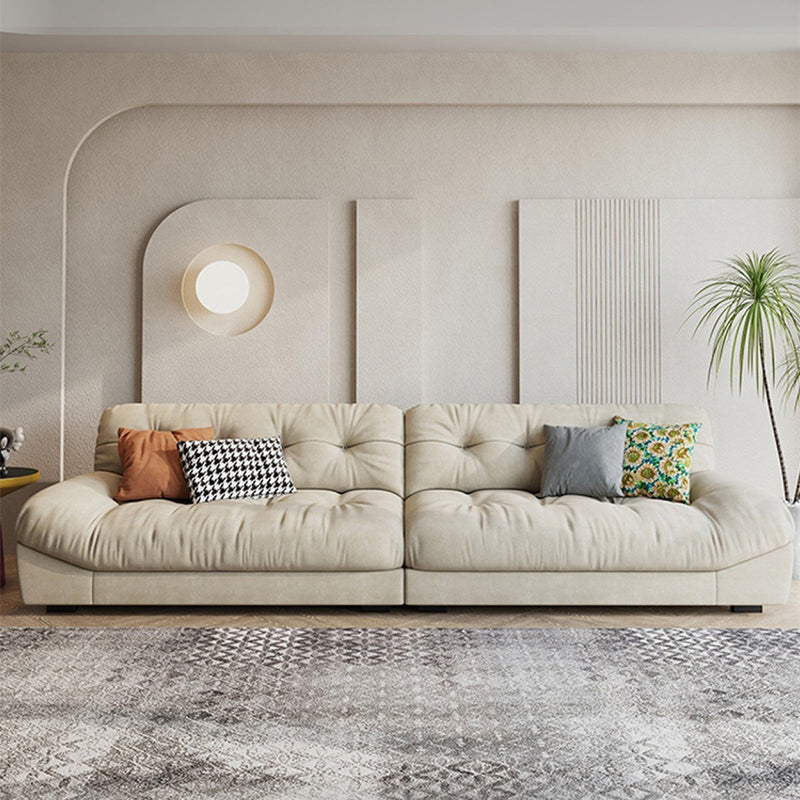 Cream-white Sectional down Padded Tufted Back Tech/flannelette Sofa