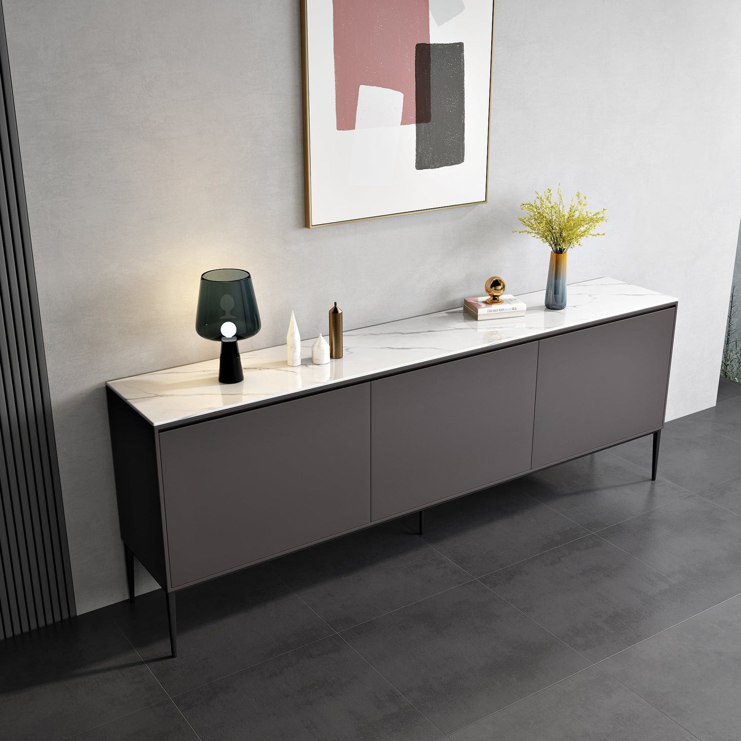 Sideboard in legno ingegnerizzato in stile glam per soggiorno