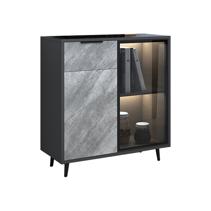 Contemporary Engineered Wood Sideboard Dining Room Sideboard 31"L x 16"W x 33"H Grey Clearhalo 'buffet_sideboard' 'Buffets & Sideboards' 'furn' 'furn_buffet_sideboard' 'Furniture' 'Kitchen & Dining Furniture' 5133884