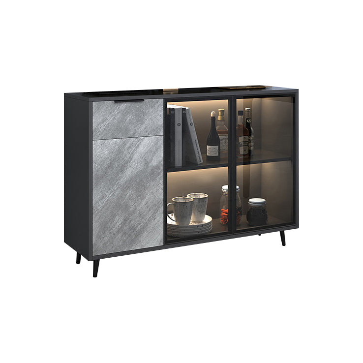 Contemporary Engineered Wood Sideboard Dining Room Sideboard 47"L x 16"W x 33"H Grey Clearhalo 'buffet_sideboard' 'Buffets & Sideboards' 'furn' 'furn_buffet_sideboard' 'Furniture' 'Kitchen & Dining Furniture' 5133885