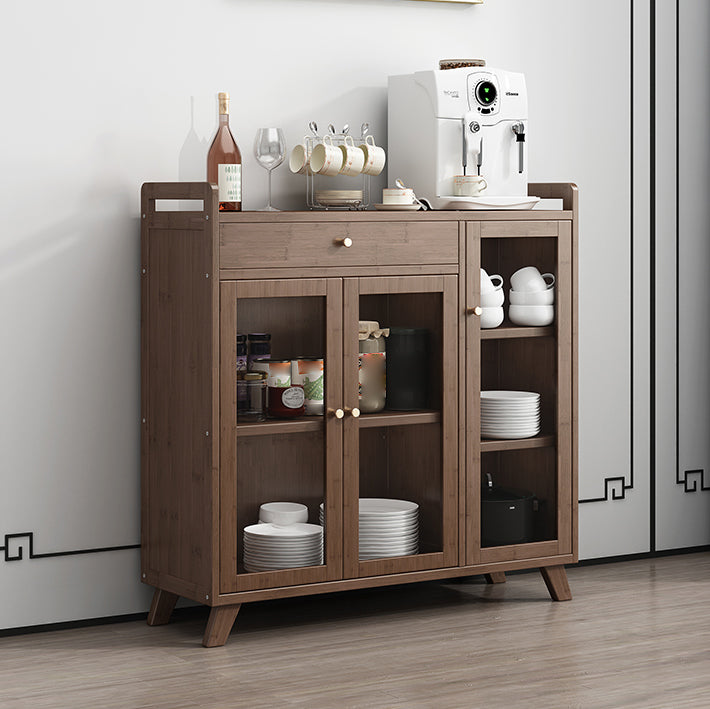 Sideboard moderna in colore browntea di sala da pranzo in legno con porte per soggiorno