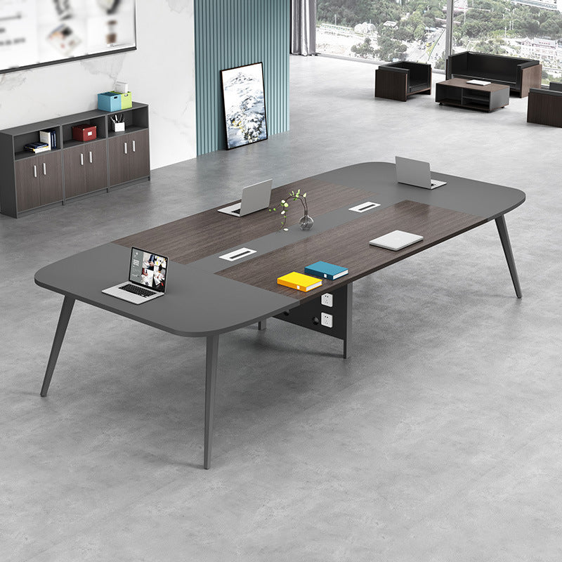 Zwart vervaardigd hout rechthoekig bureau Modern Cable Management Office Desk