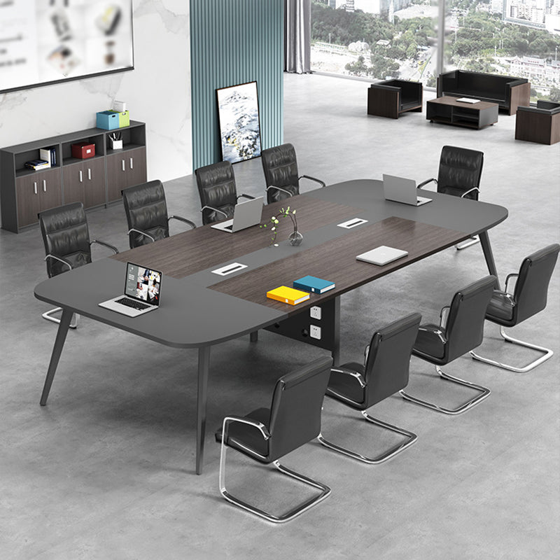 Schwarz hergestellter Holz rechteckiger Schreibtisch Moderner Kabelmanagement -Büroschreibtisch