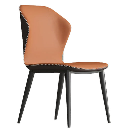 Armless Mid Back Task Chair Modern Faux Leather Home Office Chair Black-Orange 1 Piece