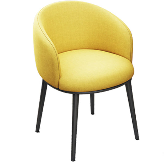 Armless Home Office Chair Modern Low Back Desk Chair No Wheels Yellow Black Linen 1 Piece