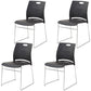 Lumbar Support Conference Chair Silver Steel Frame Armless Chair