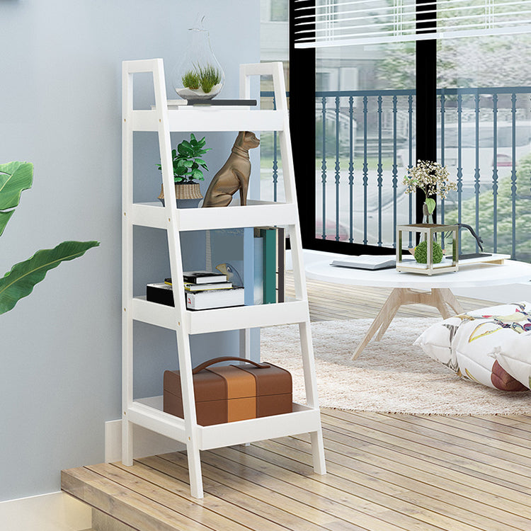 Simple Ladder Shelf Bookcase Modern Bamboo Bookshelf for Office Home