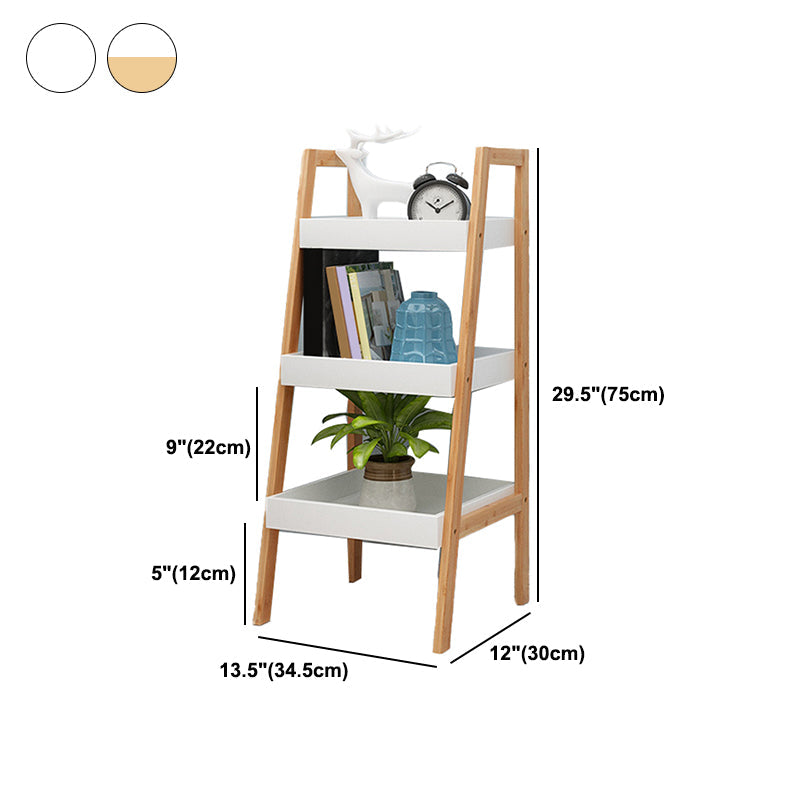 Simple Ladder Shelf Bookcase Modern Bamboo Bookshelf for Office Home