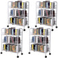 Contemporary Metal Bookshelf with Wheels Open Back Bookcase for Living Room