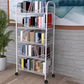 Contemporary Metal Bookshelf with Wheels Open Back Bookcase for Living Room