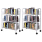 Contemporary Metal Bookshelf with Wheels Open Back Bookcase for Living Room