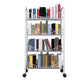 Contemporary Metal Bookshelf with Wheels Open Back Bookcase for Living Room