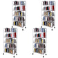 Contemporary Metal Bookshelf with Wheels Open Back Bookcase for Living Room